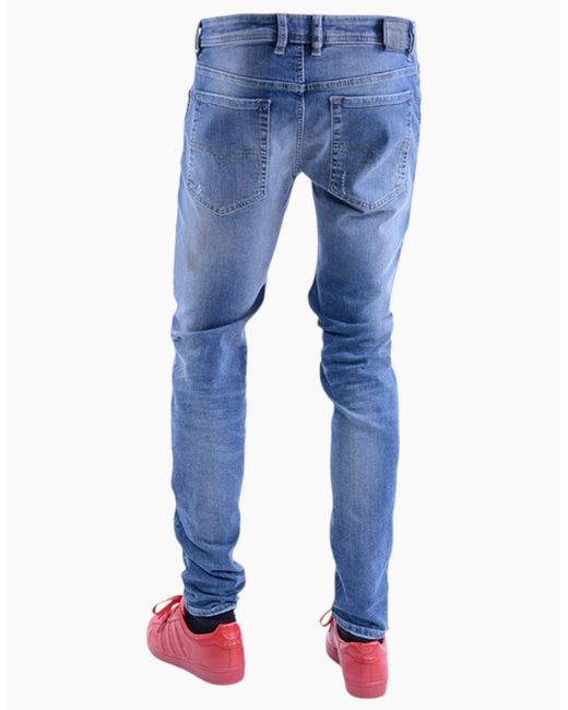 DIESEL Blue Toxer R76C9 Denim Jeans Distressed Slim Fit Skinny Casual Jeans for men