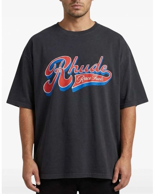 Rhude Black Pit Stop T-Shirt for men