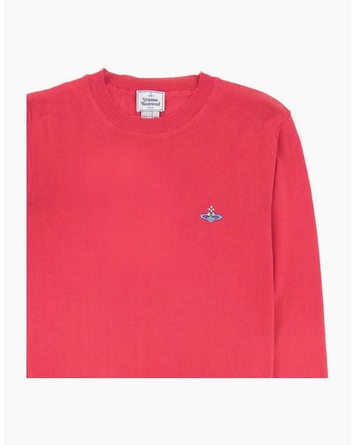 Vivienne Westwood Pink Orb Logo Crewneck Knitted Sweatshirt for men