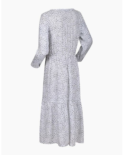 Regatta Gray Briella Scoop Neck Three Quarter Sleeve Midi Tiered Dress