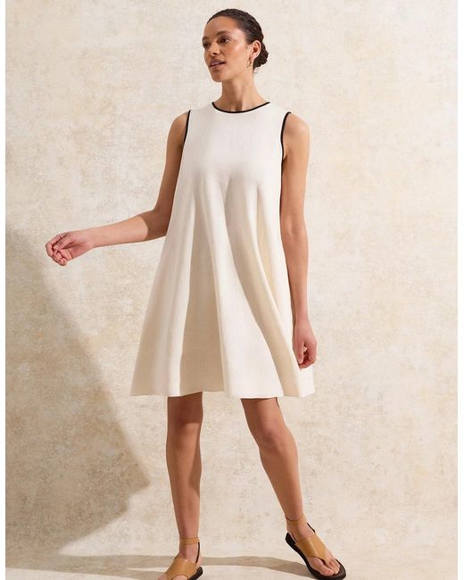 Ro&zo Natural Linen Blend Piping Detail Short Dress