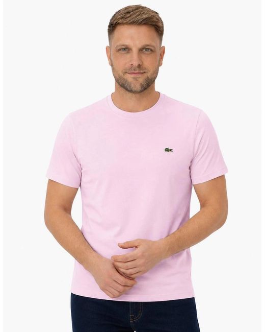 Lacoste Pink Cotton Pima Crew Neck T-Shirt for men