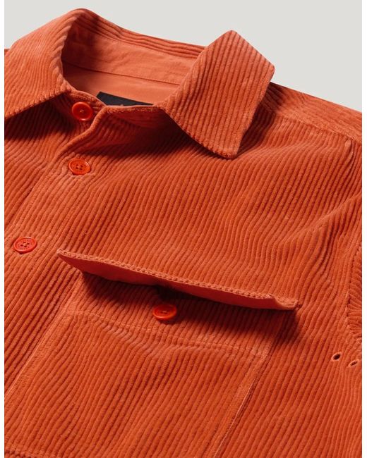 Belstaff Orange Ravine Corduroy Shirt Burnt for men