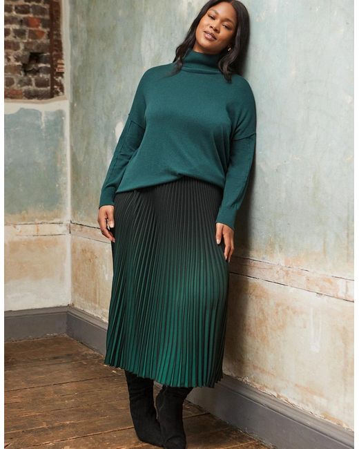 Live Unlimited London Gray Ombre Pleated Maxi Skirt