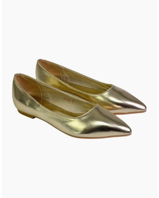 XY London Metallic Ladies Bubbles Pointed Flat Ballerina Flats