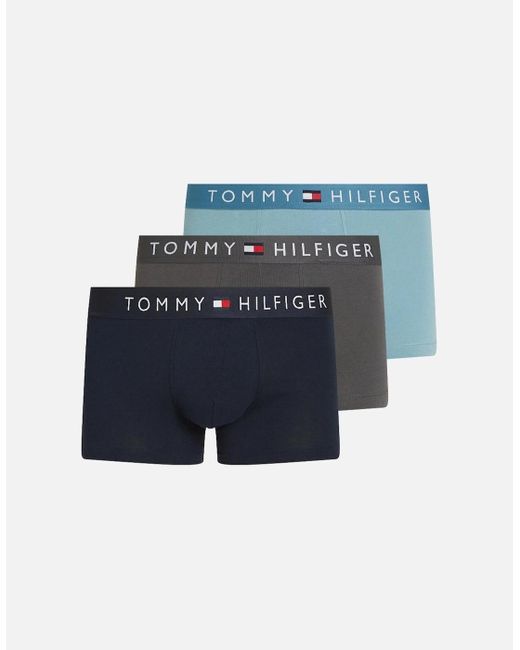 Tommy Hilfiger Blue 3-Pack Th Original Boxer Trunks, /Dark Ash/Desert Sky for men