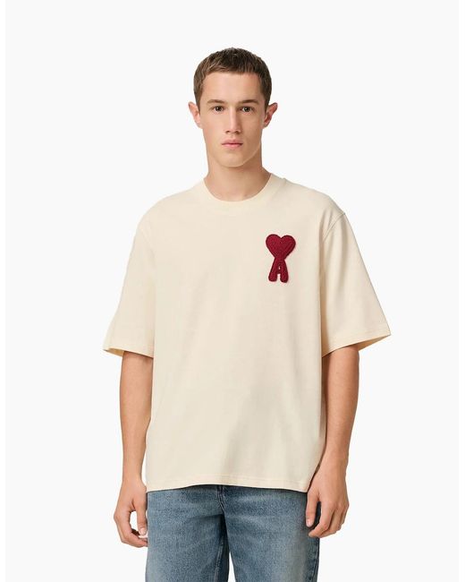 AMI White De Coeur T-Shirt Cotton Jersey for men