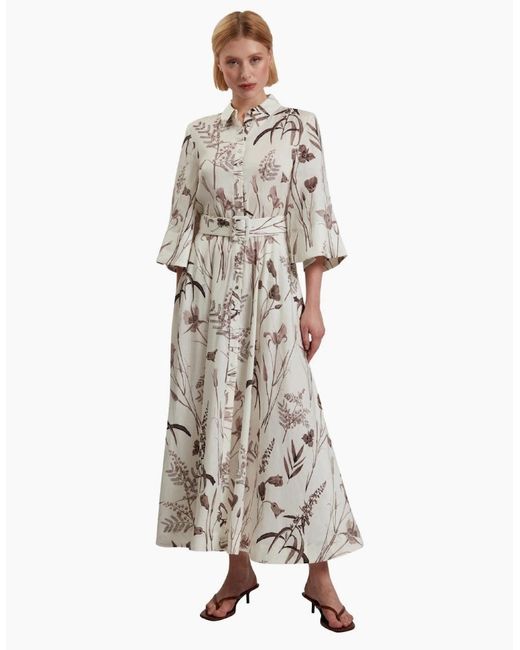 Ted Baker White Luwisa Linen Silk Pleated Ivory Midi Dress