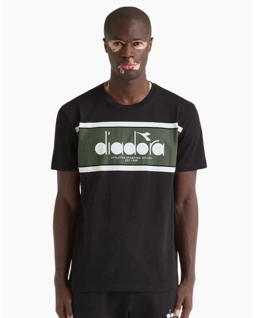 Diadora Black Ss Logo Rifle T-Shirt for men
