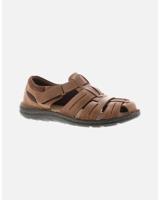 Hush Puppies Brown Sandals Albert Fisherman Leather Walking Touch Fastening Tan U for men