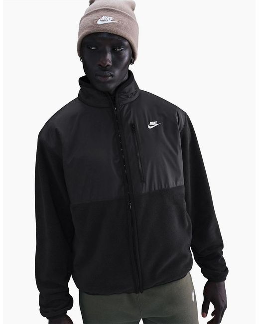 Nike Black Solid Patterned Full Zipper Sweat Jacket With Zipped Pocket for men