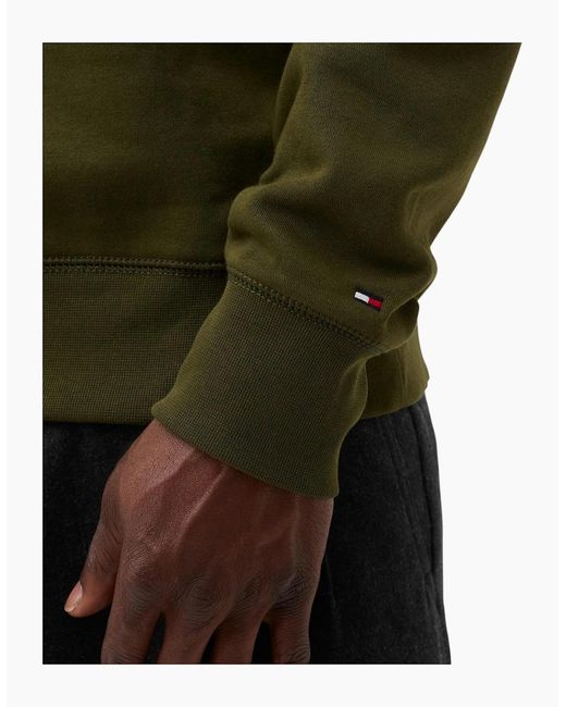 Tommy Hilfiger Green Fleece Sweatshirt Embroidered Logo Pullover Crew Neck Jumper for men
