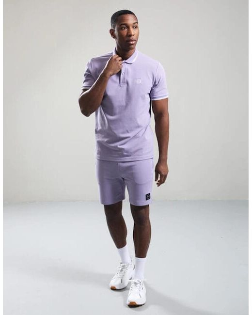 Marshall Artist Purple Siren Tipped Polo Shirt for men