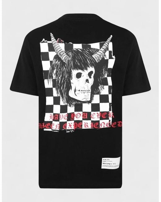 Amiri Black Wes Lang Checker Skull T Shirt for men