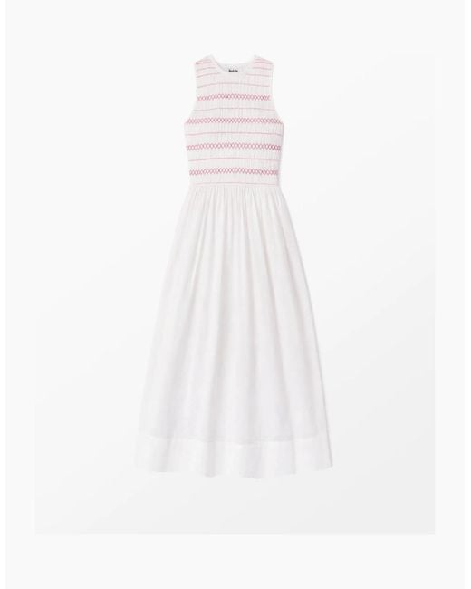 Ro&zo White Cotton Voile Shirred Bodice Dress