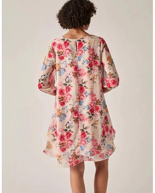 James Lakeland Red Flower Print Wave Hem Dress