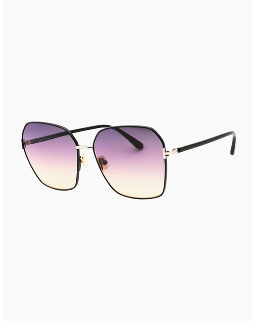 Tom Ford Pink Claudia-02 Gradient Smoke Lens Shiny Sunglasses