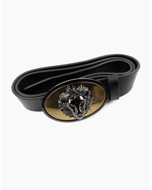 Versus  Black Versace Versus Oval Lion Head Buckle Belt for men