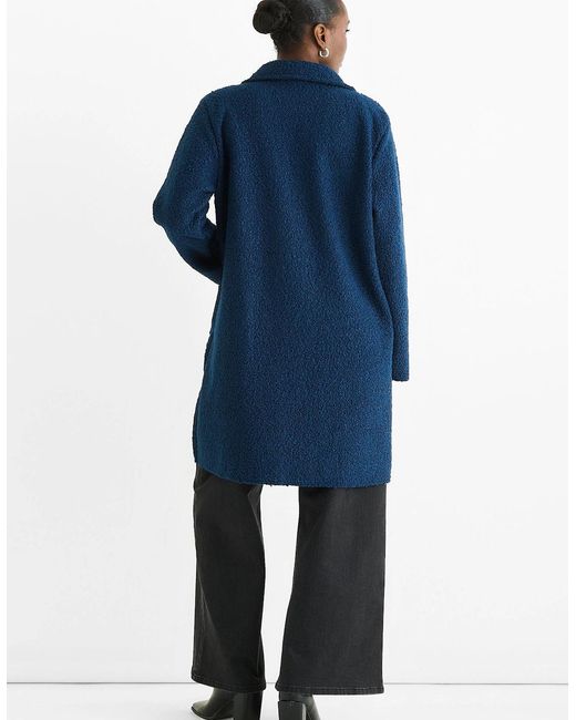 Gini London Blue Shearling Mid Length Double Breasted Jacket