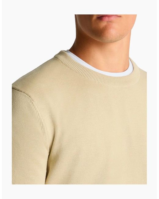 Remus Uomo Natural Tapered Fit Cotton Crew Neck Sweater Ecru for men