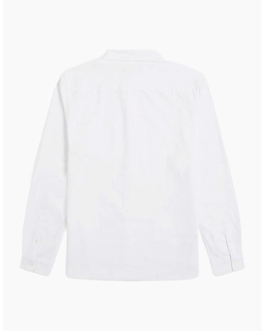 Fred Perry White Long Sleeve Oxford Shirt for men