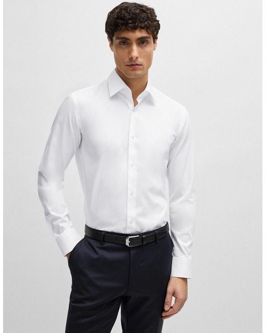 Boss White Slim Fit H-Hank Shirt for men