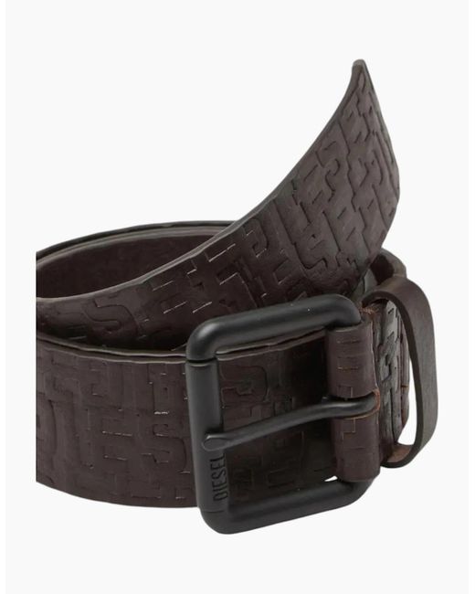DIESEL Black B-Monogram Genuine Leather Belts For Trousers Jeans Metal Buckle for men