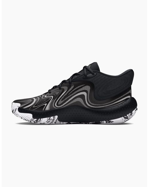 Under Armour Black Ua Spawn 6 Mid Basketball Graphic Print Lace-Up Trainers for men