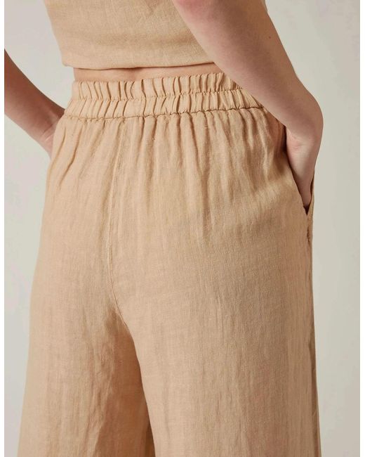 James Lakeland Natural Sand Linen Wide-Leg Trousers