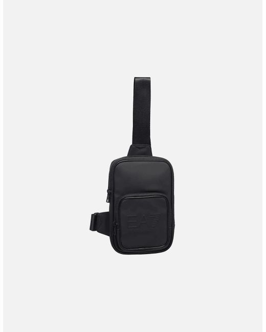 EA7 Black Eco Leather Sling Bag for men