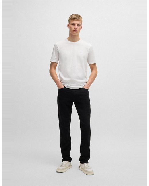 Boss White Tales T-Shirt With Logo Patch Premium Cotton for men