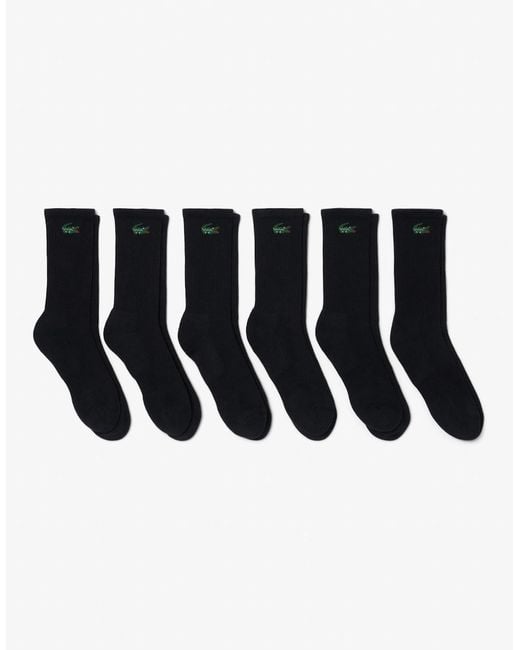 Lacoste Black 6-Pack Long Sport Socks for men