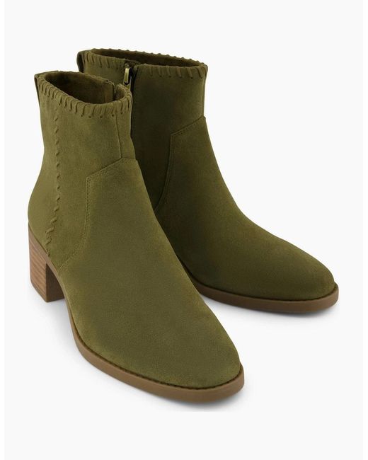 TOMS Green Delilah Heeled Suede Khaki Heeled Ankle Boots