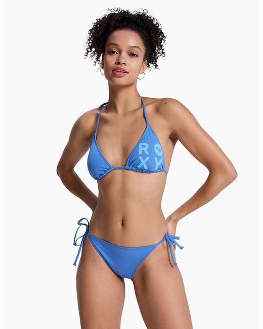 Roxy Blue Solid Essentials Two Piece Tiki Tri Bikini