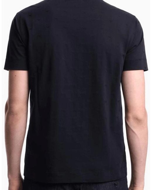 Emporio Armani Blue Micro Eagle All Over Slim Fit T-Shirt for men