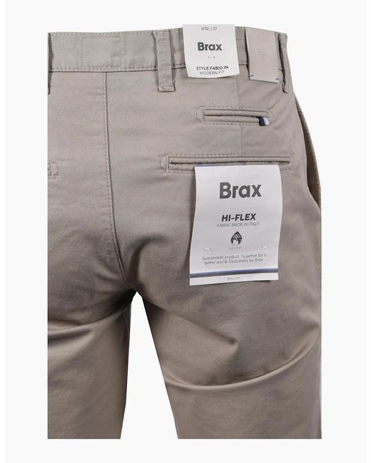 Brax Gray Fabio Cotton Trouser Stone for men