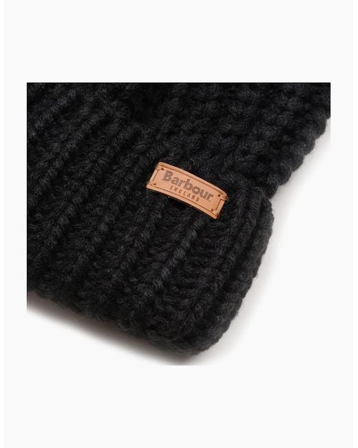Barbour Black Saltburn Hat & Scarf Set