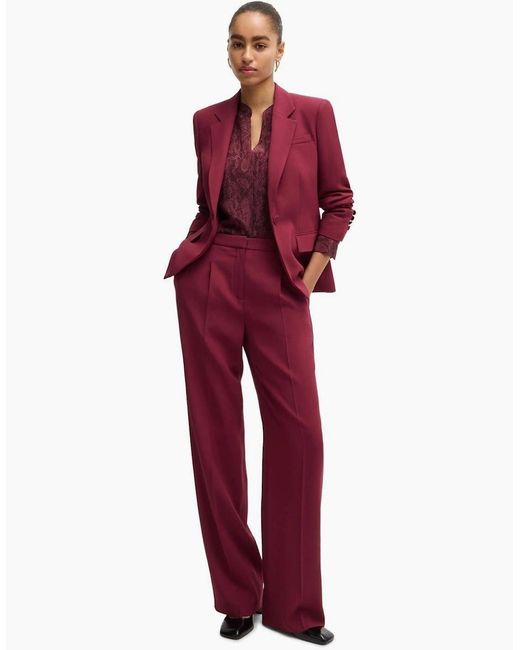 Boss Red Notched Neck Band Collar Long Sleeve Blouse