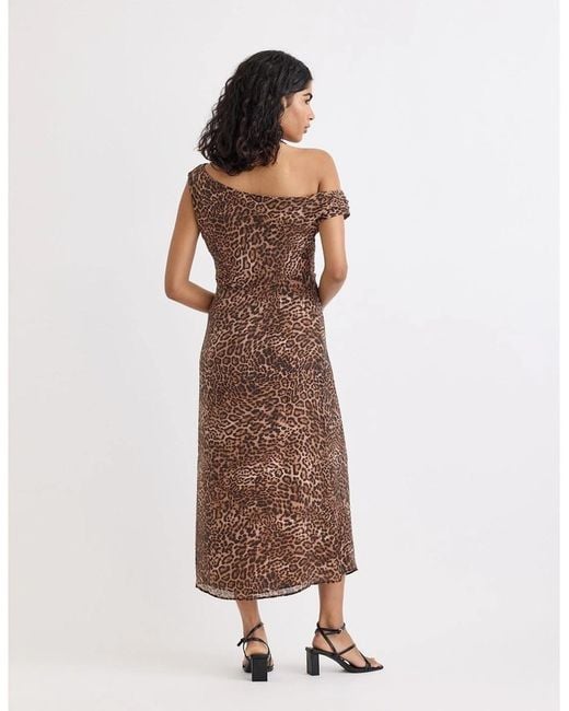 Nobody's Child Brown Skylar One Shoulder Midi Slip Dress