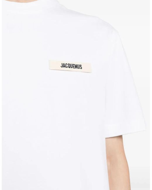 Jacquemus White T-Shirt With Gros Grain Logo for men