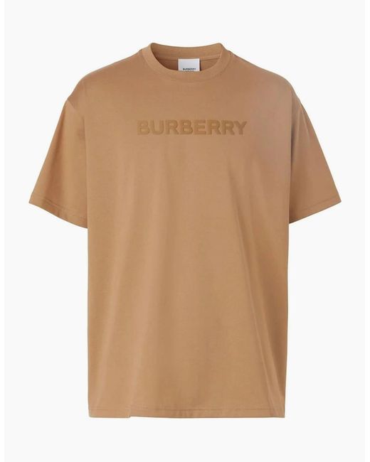 Burberry Natural Harriston Logo Print T-Shirt Camel for men