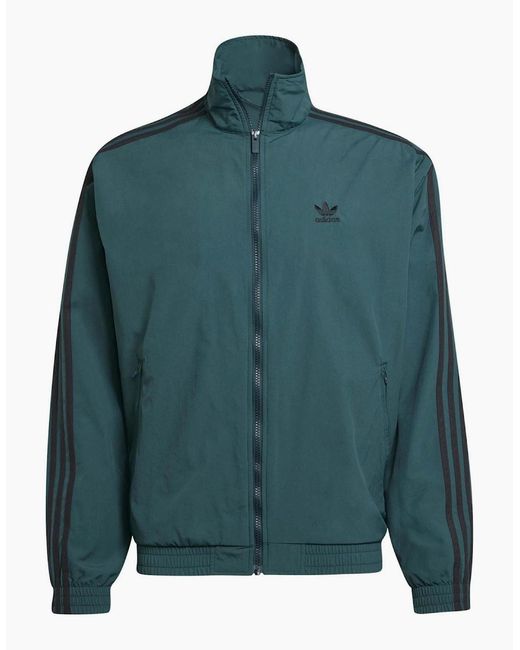 Adidas Originals Green Firebird High Neck Track Top With Side Stripes for men