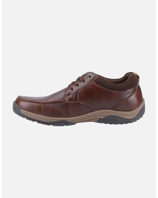 Hush Puppies Brown Derek Leather Coffee Lace-Up Shoes for men