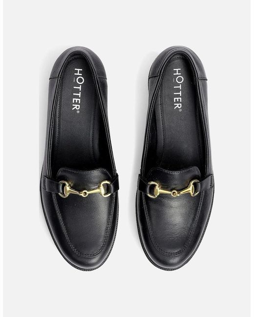 Hotter Black Clovelly Wide Fit Loafers