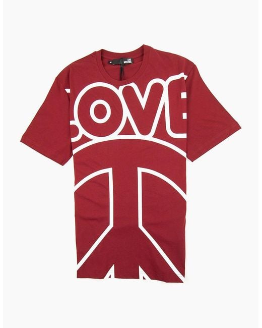 Love Moschino Red Love Peace Cotton T-Shirt for men