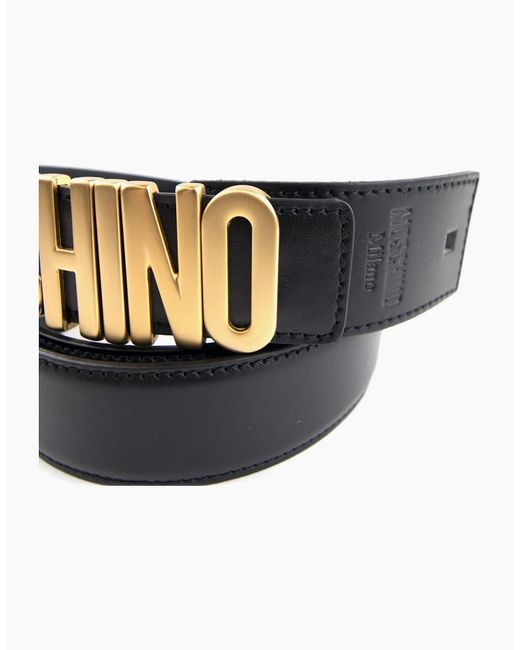 Moschino Black Couture Logo Calfskin Belt for men