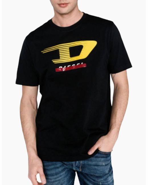 DIESEL Black T Just Y4 T Shirts Crew Neck Short Sleeve Cotton Tee for men