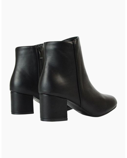 XY London Black Ladies Saffy Zip Mid Block Heel Ankle Boots