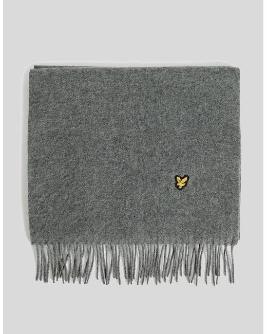 Lyle & Scott Gray Lambswool Blend Scarf for men