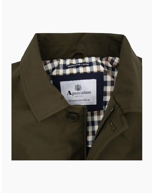 Aquascutum Green Active Shell Active Mid Trench Army Jacket for men